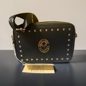 Valentino Orlandi Black Leather Bag with Gold Studs
